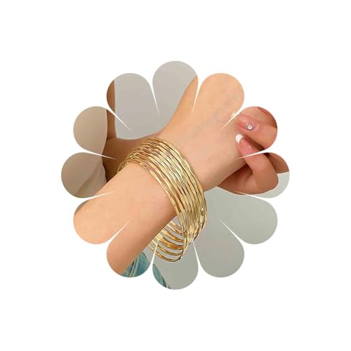 Ximdble Vintage Layered Bangle Bracelet Set Punk Stackable Bracelet Gold Thin Bangle Bracelet Set Gold Multi Layer Bracelet for Women von Ximdble