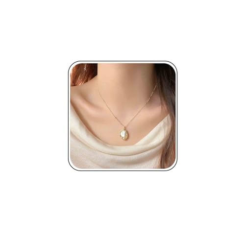 Ximdble Vintage Perlen Anhänger Halskette Boho Perle Halskette Unregelmäßige Perle Choker Halskette Gold Dünne Kette Halskette für Frauen von Ximdble