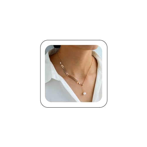 Ximdble Vintage-Perlen-Halskette, Y-Lariat-Halskette, Gold-Fischgräten-Kette, Schmuck für Damen Ximdble Vintage-Perlen-Halskette, Y-Lariat-Halskette, Gold-Fischgräten-Kette, Schmuck für Damen von Ximdble