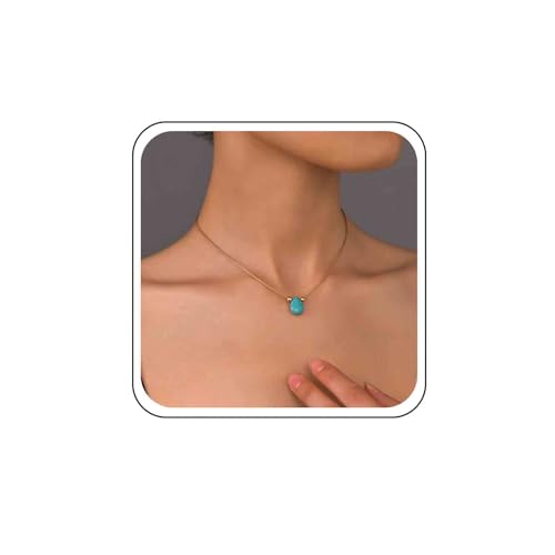 Ximdble Vintage Türkis Anhänger Halskette Teardrop Türkis Choker Halskette Blau Teardrop Stein Choker Halskette Blau Stein Perlen Halskette Minimal Choker Halskette für Frauen von Ximdble
