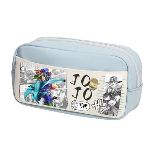 Ximman Anime JJBA Merch Kira Yoshikage Federmäppchen Kawajiri Kosaku Schreibwarenbeutel Anime Stiftebox Cartoon 3D-Druck Große Kapazität Federmäppchen für Schulsaison Büro Schreibwaren Geschenke, Blau von Ximman