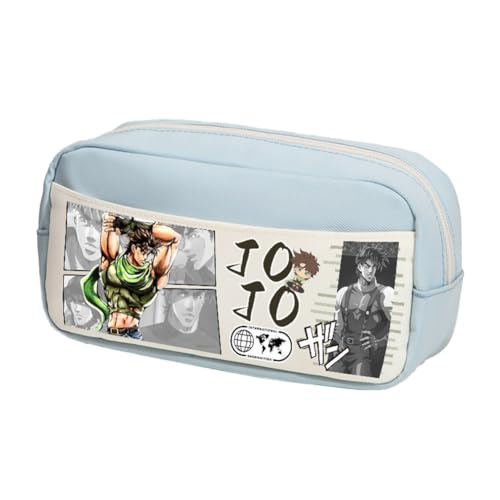 Ximman Anime JJBA Merch Kira Yoshikage Federmäppchen Kawajiri Kosaku Schreibwarenbeutel Anime Stiftebox Cartoon 3D-Druck Große Kapazität Federmäppchen für Schulsaison Büro Schreibwaren Geschenke, Blau von Ximman