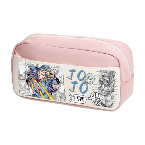 Ximman Anime JJBA Merch Kira Yoshikage Federmäppchen Kawajiri Kosaku Schreibwarenbeutel Anime Stiftebox Cartoon 3D-Druck Große Kapazität Federmäppchen für Schulsaison Büro Schreibwaren Geschenke, Rosa von Ximman