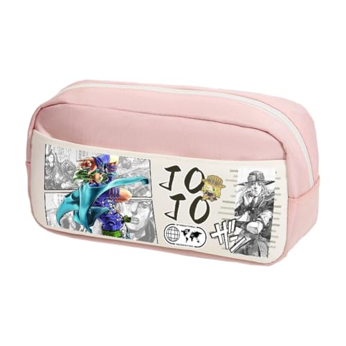 Ximman Anime JJBA Merch Kira Yoshikage Federmäppchen Kawajiri Kosaku Schreibwarenbeutel Anime Stiftebox Cartoon 3D-Druck Große Kapazität Federmäppchen für Schulsaison Büro Schreibwaren Geschenke, Rosa von Ximman