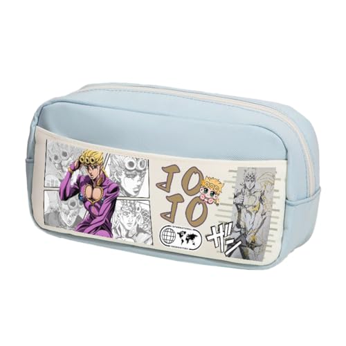 Ximman Anime JJBA Merch Kira Yoshikage Federmäppchen Kawajiri Kosaku Schreibwarenbeutel Anime Stiftebox Cartoon 3D-Druck Große Kapazität Federmäppchen für Schulsaison Büro Schreibwaren Geschenke, Blau von Ximman