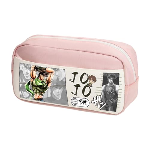 Ximman Anime JJBA Merch Kira Yoshikage Federmäppchen Kawajiri Kosaku Schreibwarenbeutel Anime Stiftebox Cartoon 3D-Druck Große Kapazität Federmäppchen für Schulsaison Büro Schreibwaren Geschenke, rosa von Ximman
