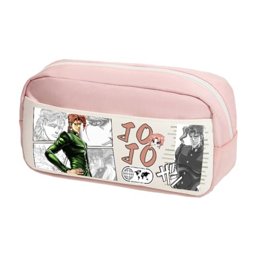 Ximman Anime JJBA Merch Kira Yoshikage Federmäppchen Kawajiri Kosaku Schreibwarenbeutel Anime Stiftebox Cartoon 3D-Druck Große Kapazität Federmäppchen für Schulsaison Büro Schreibwaren Geschenke, Pink von Ximman