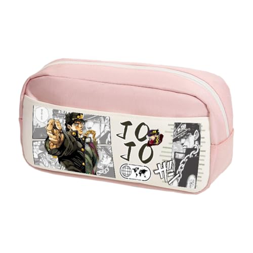 Ximman Anime JJBA Merch Kira Yoshikage Federmäppchen Kawajiri Kosaku Schreibwarenbeutel Anime Stiftebox Cartoon 3D-Druck Große Kapazität Federmäppchen für Schulsaison Büro Schreibwaren Geschenke, Rosa von Ximman