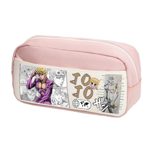 Ximman Anime JJBA Merch Kira Yoshikage Federmäppchen Kawajiri Kosaku Schreibwarenbeutel Anime Stiftebox Cartoon 3D-Druck Große Kapazität Federmäppchen für Schulsaison Büro Schreibwaren Geschenke, Rosa von Ximman