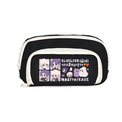 Ximman Isagi Yoichi Federmäppchen Rin Itoshi Schreibwarenetui Anime Stifttasche Seishiro Nagi Große Kapazität Federmäppchen Anime Leinwand Taschen Studenten Schulsaison Geschenk Bürobedarf Fans von Ximman