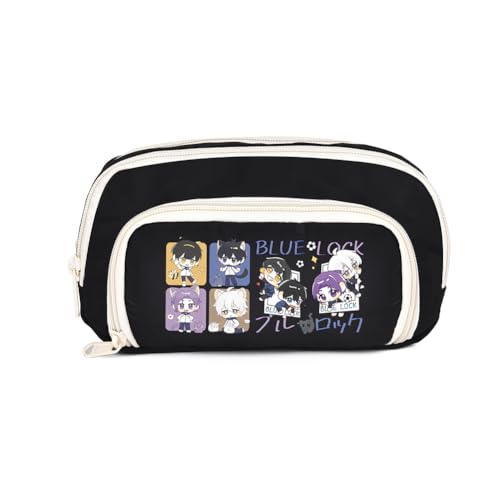 Ximman Isagi Yoichi Federmäppchen Rin Itoshi Schreibwarenetui Anime Stifttasche Seishiro Nagi Große Kapazität Federmäppchen Anime Leinwand Taschen Studenten Schulsaison Geschenk Bürobedarf Fans von Ximman