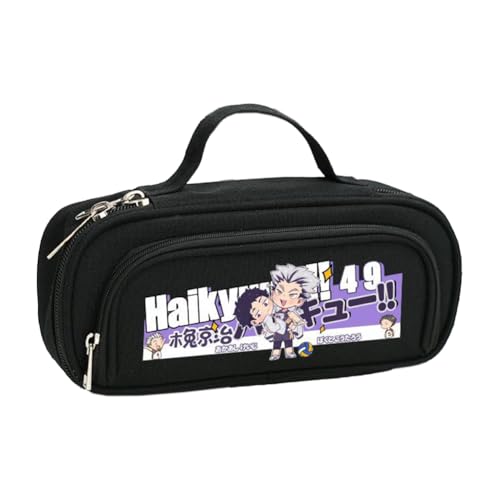 Ximman Shoyo Hinata Federmäppchen, Anime-Charakter, Tobio Kageyama, Schreibwarentasche, Cartoon, 3D-Druck, große Aufbewahrung, Bleistiftbox, Schulsaison, Geschenk, Bürobedarf, Schwarz 5, 21x6x9cm von Ximman