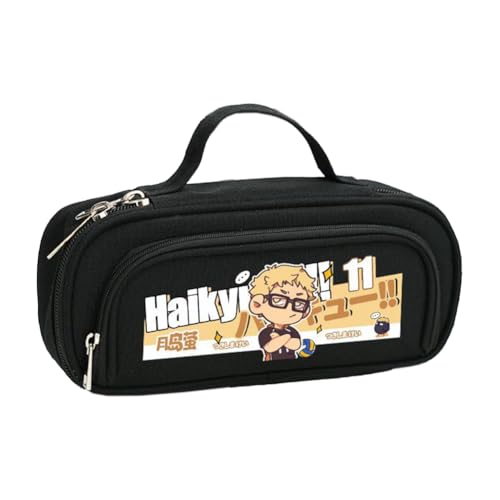 Ximman Shoyo Hinata Federmäppchen, Anime-Charakter, Tobio Kageyama, Schreibwarentasche, Cartoon, 3D-Druck, große Aufbewahrung, Bleistiftbox, Schulsaison, Geschenk, Bürobedarf, schwarz 1, 21x6x9cm von Ximman