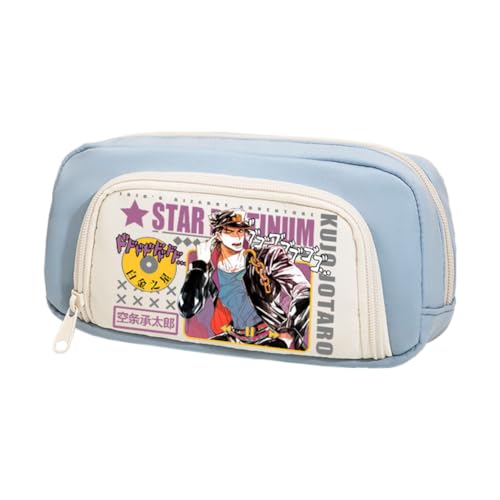 Ximman Star Platinum Federmäppchen Anime Joseph Joestar Merch Pen Punch Kira Yoshikage Schreibwarenetui 3D bedruckte Stifttasche Schüler Schulsaison Große Kapazität Aufbewahrungstasche Stiftebox von Ximman