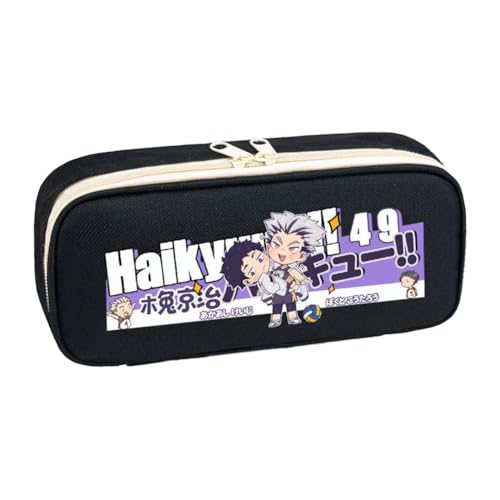 Ximman Tobio Kageyama Federmäppchen Anime Merch Shoyo Hinata Schreibwaren Tasche Kuroo Tetsurou Große Aufbewahrung Federmäppchen Schüler Schulsaison Stift Punch Box Geburtstagsgeschenk, Schwarz 4, 22 von Ximman
