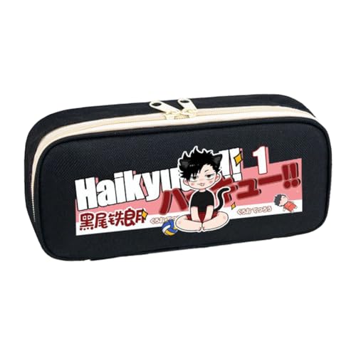 Ximman Tobio Kageyama Federmäppchen Anime Merch Shoyo Hinata Schreibwaren Tasche Kuroo Tetsurou Große Aufbewahrung Federmäppchen Schüler Schulsaison Stift Punch Box Geburtstagsgeschenk, Schwarz 6, 22 von Ximman