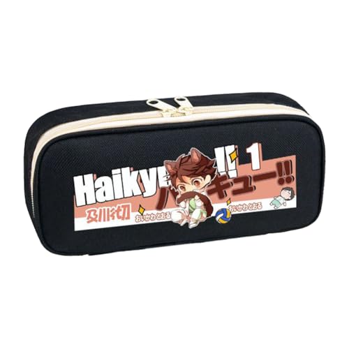 Ximman Tobio Kageyama Federmäppchen Anime Merch Shoyo Hinata Schreibwaren Tasche Kuroo Tetsurou Große Aufbewahrung Federmäppchen Schüler Schulsaison Stift Punch Box Geburtstagsgeschenk, Schwarz 5, 22 von Ximman