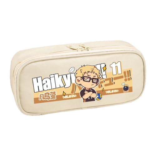 Ximman Tobio Kageyama Federmäppchen Anime Merch Shoyo Hinata Schreibwaren Tasche Kuroo Tetsurou Große Aufbewahrung Federmäppchen Schüler Schulsaison Stift Punch Box Geburtstagsgeschenk, Weiß (1), 22*6 von Ximman