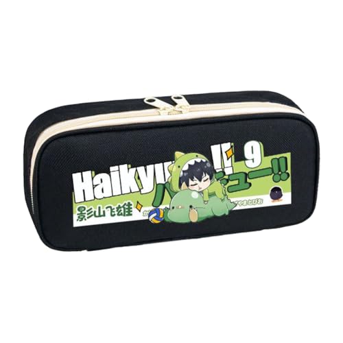Ximman Tobio Kageyama Federmäppchen Anime Merch Shoyo Hinata Schreibwaren Tasche Kuroo Tetsurou Große Aufbewahrung Federmäppchen Schüler Schulsaison Stift Punch Box Geburtstagsgeschenk, schwarz 2, 22 von Ximman