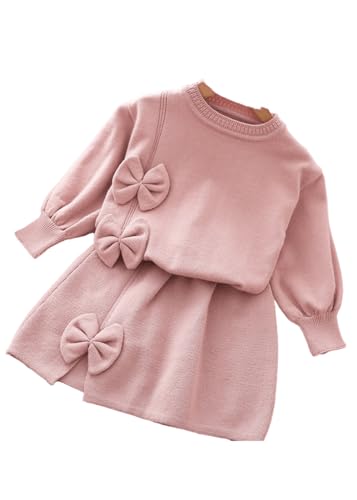 Baby Mädchen Kleidung Kleid Baby 2PCS Kleinkind Schleife Pullover Tops + Mini Rock Prinzessin Set (100, Lila) von XinCDD