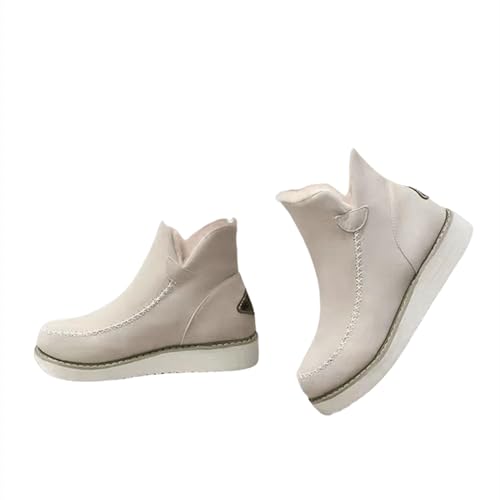 Damen Winterstiefel Warm Fur Lined Winter Snow Warm Slip on Anti-Slip Kurzschaft Boots Schuhe (Weiß, Erwachsene, Damen, 35.5, Numerisch, EU Schuhgrößensystem, M) von XinCDD