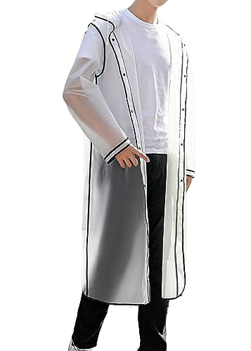 Regenmäntel für Herren und Damen sind wiederverwendbare wasserdichte Transparent Regenponcho Tragbarer Unisex-Regencape hergestellt aus EVA-Material für Outdoor-Aktivitäten y Wandern (L, Schwarz-1) von XinCDD