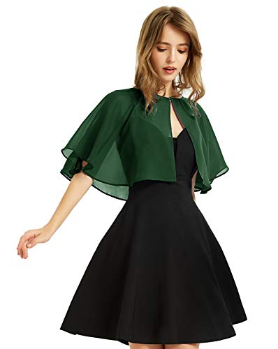 Damen Soft Chiffon Schal Wraps Shrug für Abendkleid Hochzeit Cape Bolero Flapper Cover Up, Dunkelgrün, Einheitsgröße von BUCUXE