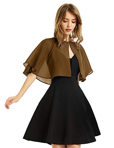 XinQi Damen Soft Chiffon Schal Wraps Shrug für Abendkleid Hochzeit Cape Bolero Flapper Cover Up - Braun - Einheitsgröße von BUCUXE