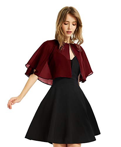 XinQi Damen Soft Chiffon Schal Wraps Shrug für Abendkleid Hochzeit Cape Bolero Flapper Cover Up - Rot - Einheitsgröße von BUCUXE