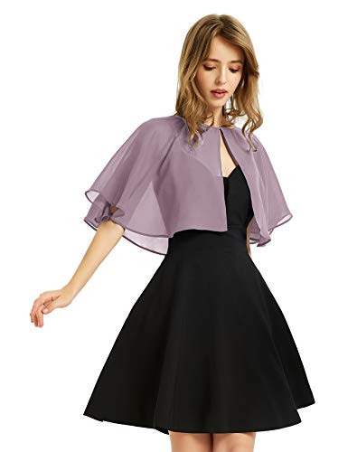 XinQi Damen Weiche Chiffon Schal Wraps Shrug für Abendkleid Hochzeit Cape Bolero Flapper Cover Up, Twilight Grey, Einheitsgröße von BUCUXE