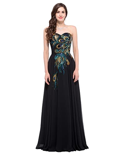 Xinaier Damen Elegante Liebsten Abendkleid Brautjungfernkleider Chiffon Lange Ballkleid Festkleider Schwarz Größe 46 von Xinaier