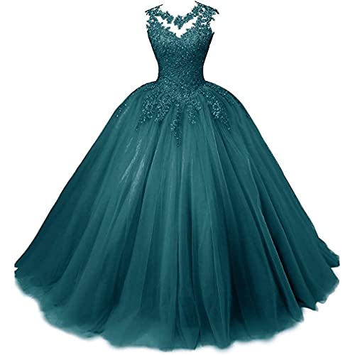 Xinaier Damen Elegante Spitze Tüll Abendkleid Abschlussballkleider Lange Ballkleid Partykleid Festkleider Pfauengrün Größe 44 Xinaier Damen Elegante Spitze Tüll Abendkleid Abschlussballkleider Lange Ballkleid Partykleid Festkleider Pfauengrün Größe 44 von Xinaier