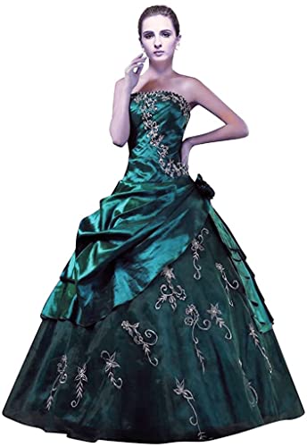 Xinaier Damen Elegante Stickerei TAFT Abendkleid Promkleider Lange Ballkleid Festkleider Grün Größe 50 von Xinaier