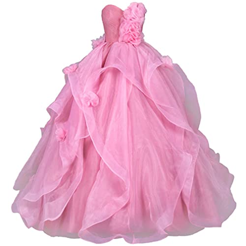 Xinaier Damen Elegante Trägerlos Organza Abendkleid Ballkleider Prinzessin Partykleid Abschlussballkleider Rosa Größe 60 von Xinaier