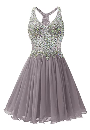 Xinaier Damen Glitzer Kristalle Cocktailkleid Heimkehrkleider Kurze Ballkleid Partykleid Festkleider Grau Größe 40 von Xinaier