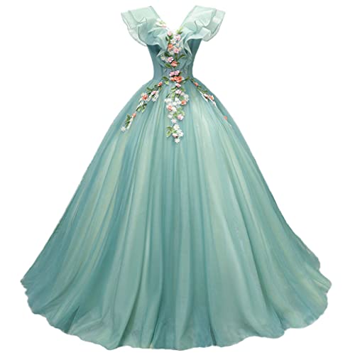 Xinaier Damen Tüll Lange Formale Abendkleider Ballkleider Partykleider Quinceanera Kleider Jadegrün Größe 40 von Xinaier