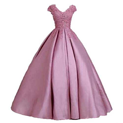 Xinaier Damen V-Ausschnitt A-Linie Perlen Abendkleid Ballkleider Satin Festkleider Hochzeitskleider Erröten Größe 44 von Xinaier
