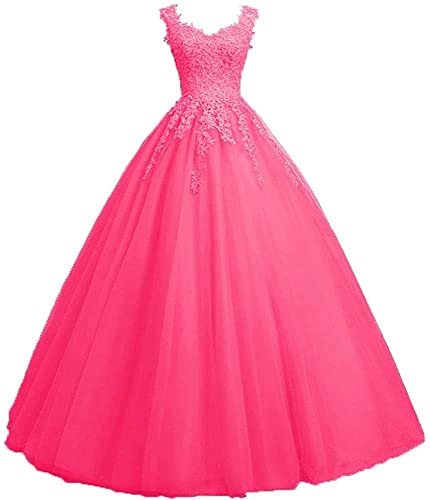 Xinaier Damen Vintage Perles Tüll Lange Abendkleid Abschlussballkleider Spitze Applique Ballkleid Hochzeitskleider Rose Größe 48 von Xinaier