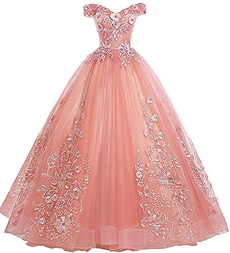 Xinaier Schulterfrei Abendkleider Tüll Prinzessin Lange Party Ballkleider Quinceanera Kleider Erröten Größe 38 von Xinaier