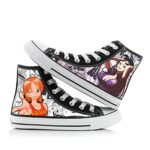 Anime Charakter Affe D. Luffy/Roronoa Zoro Druck Canvas Schuhe High Top Flache Freizeit Sportschuhe für Jungen Mädchen Herren Frauen, Typ 5, 39.5 EU von Xinchangda