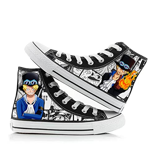 Anime Charakter Affe D. Luffy/Roronoa Zoro Druck Canvas Schuhe High Top Flache Freizeit Sportschuhe für Jungen Mädchen Herren Frauen, Typ 7, 37 EU von Xinchangda