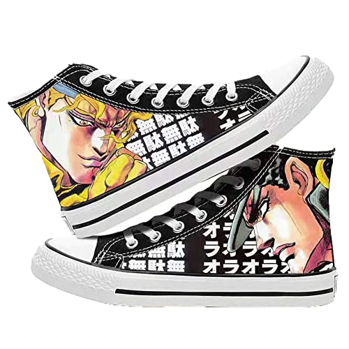 Anime Dio Brando Kujo Jotaro Canvas Schuhe Unisex Bedruckte High Top Schuhe Casual Schnürschuhe Sneakers Bequem Leichte Flache Sneaker Schuhe, Typ 4, 39 EU von Xinchangda