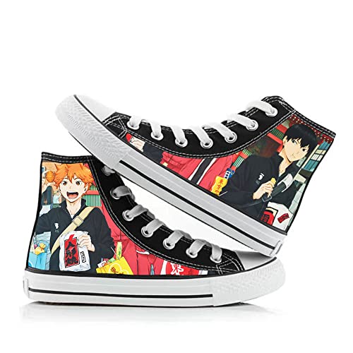 Anime Haikyuu Canvas Schuhe Shoyo Hinata Tobio Kageyama High Top Schuhe Unisex Cartoon Print Schnür-Sneaker Casual Flats Sneaker, Typ 1, 39 2/3 EU von Xinchangda