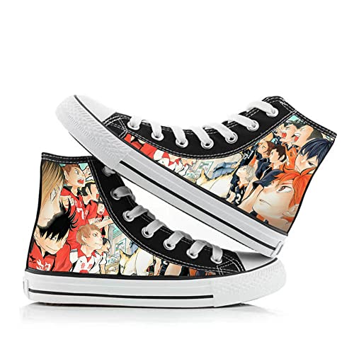 Anime Haikyuu Canvas Schuhe Shoyo Hinata Tobio Kageyama High Top Schuhe Unisex Cartoon Print Schnür-Sneaker Casual Flats Sneaker, Typ 3, 41 1/3 EU von Xinchangda