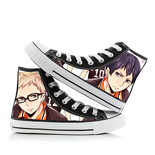 Anime Haikyuu Canvas Schuhe Shoyo Hinata Tobio Kageyama High Top Schuhe Unisex Cartoon Print Schnür-Sneaker Casual Flats Sneaker, Typ 5, 39 1/3 EU von Xinchangda