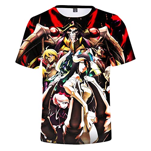Anime Overlord T Shirt Cartoon Character Print Albedo Ainz Ooal Gown Casual T-Shirt Sommer Mode Kurzarm Rundhals Tops für Männer Frauen, Typ5, M von Xinchangda