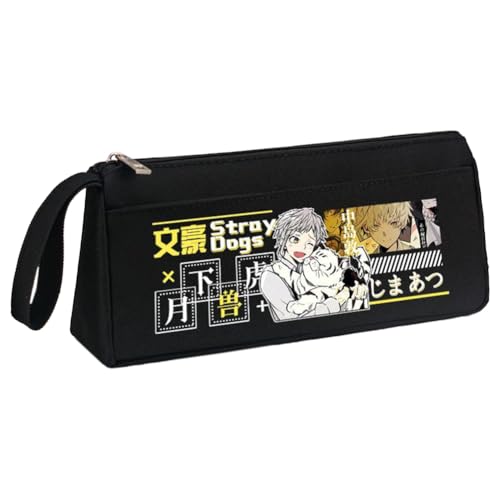 BSD Dazai Osamu Federmäppchen Anime Nakahara Chuuya Federmäppchen mit tragbarem Griff, schwarz-weiß, dreieckig in drei Dimensionen, Stifttasche, große Kapazität, Federmäppchen, Schreibwaren für von Xinchangda