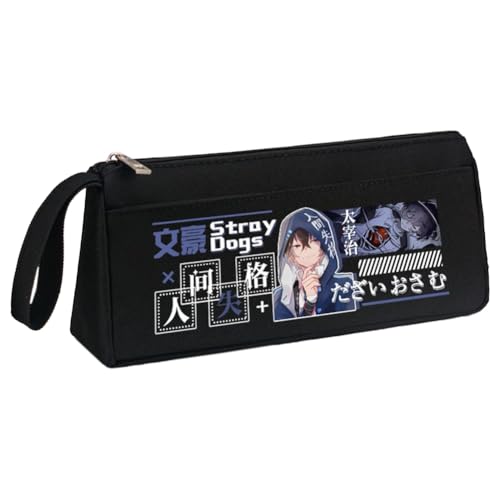 BSD Dazai Osamu Federmäppchen Anime Nakahara Chuuya Federmäppchen mit tragbarem Griff, schwarz-weiß, dreieckig in drei Dimensionen, Stifttasche, große Kapazität, Federmäppchen, Schreibwaren für von Xinchangda
