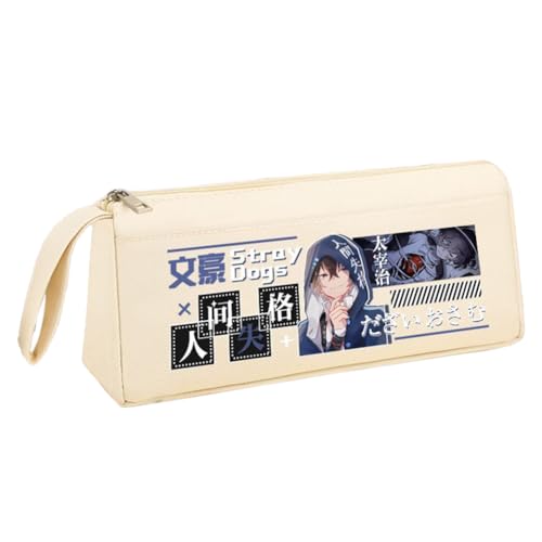 BSD Dazai Osamu Federmäppchen Anime Nakahara Chuuya Federmäppchen mit tragbarem Griff, schwarz-weiß, dreieckig in drei Dimensionen, Stifttasche, große Kapazität, Federmäppchen, Schreibwaren für von Xinchangda