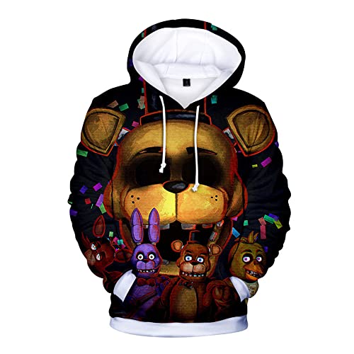 FNAF Kapuzenpullover für Kinder, 3D-Druck, Five Nights At Freddys Hoodies Nightmare Freddy Kostüm Pullover Sweatjacke für Jungen Mädchen Gr. 140 cm, Typ2 von Xinchangda